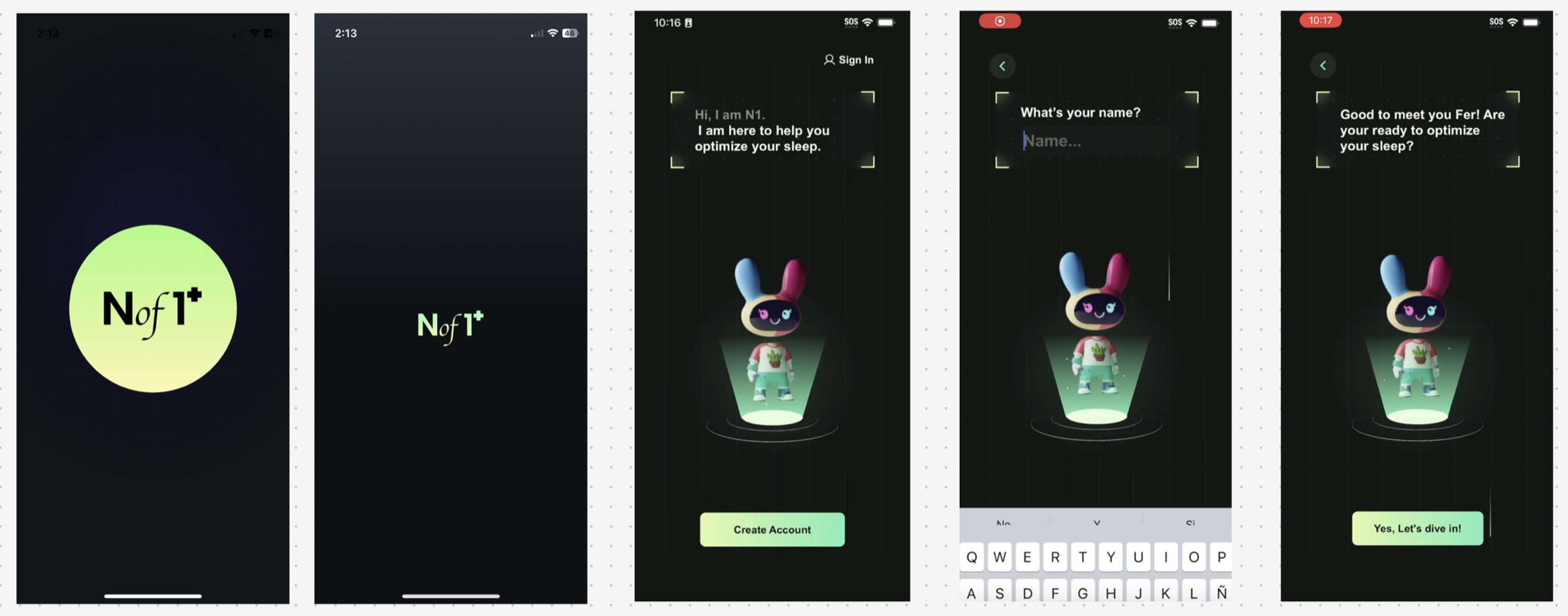 Nof1+ onboarding before the redesign
