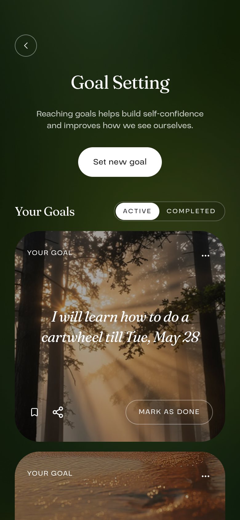 Goal setting, with a goal in the user's own words