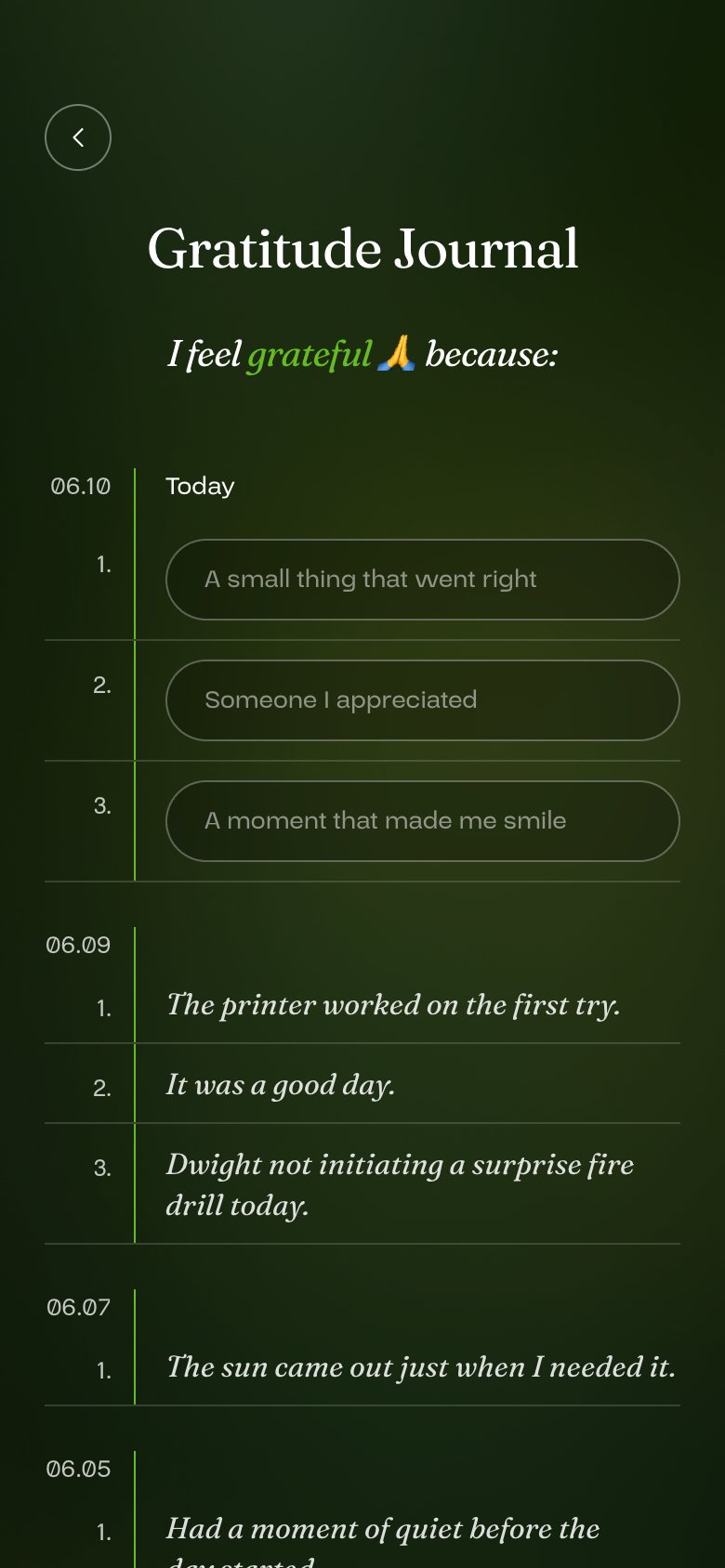 Gratitude journal